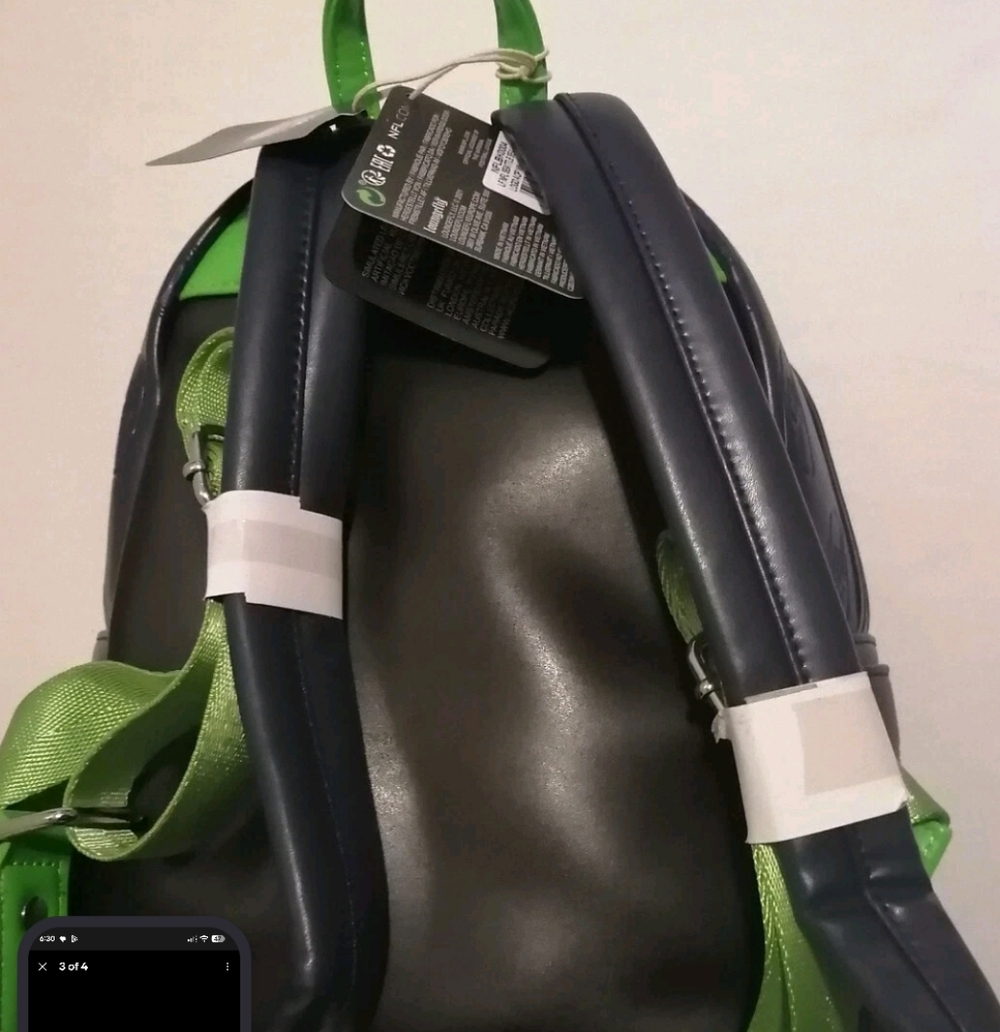 Loungefly Navy and Green Seahawks Backpack - Picture 3 of 3
